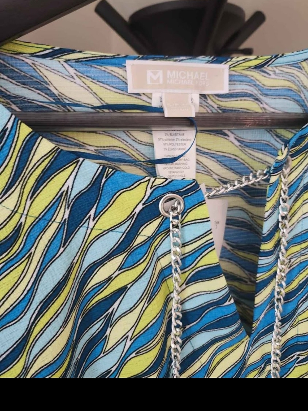 Michael Kors Blue & Lime Wave-Print Women's Kimono